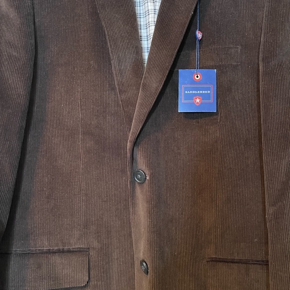 Saddlebred Sport Coat Mens 42L Brown Corduroy‎ 2 Button Casual Blazer NEW - Picture 4 of 12